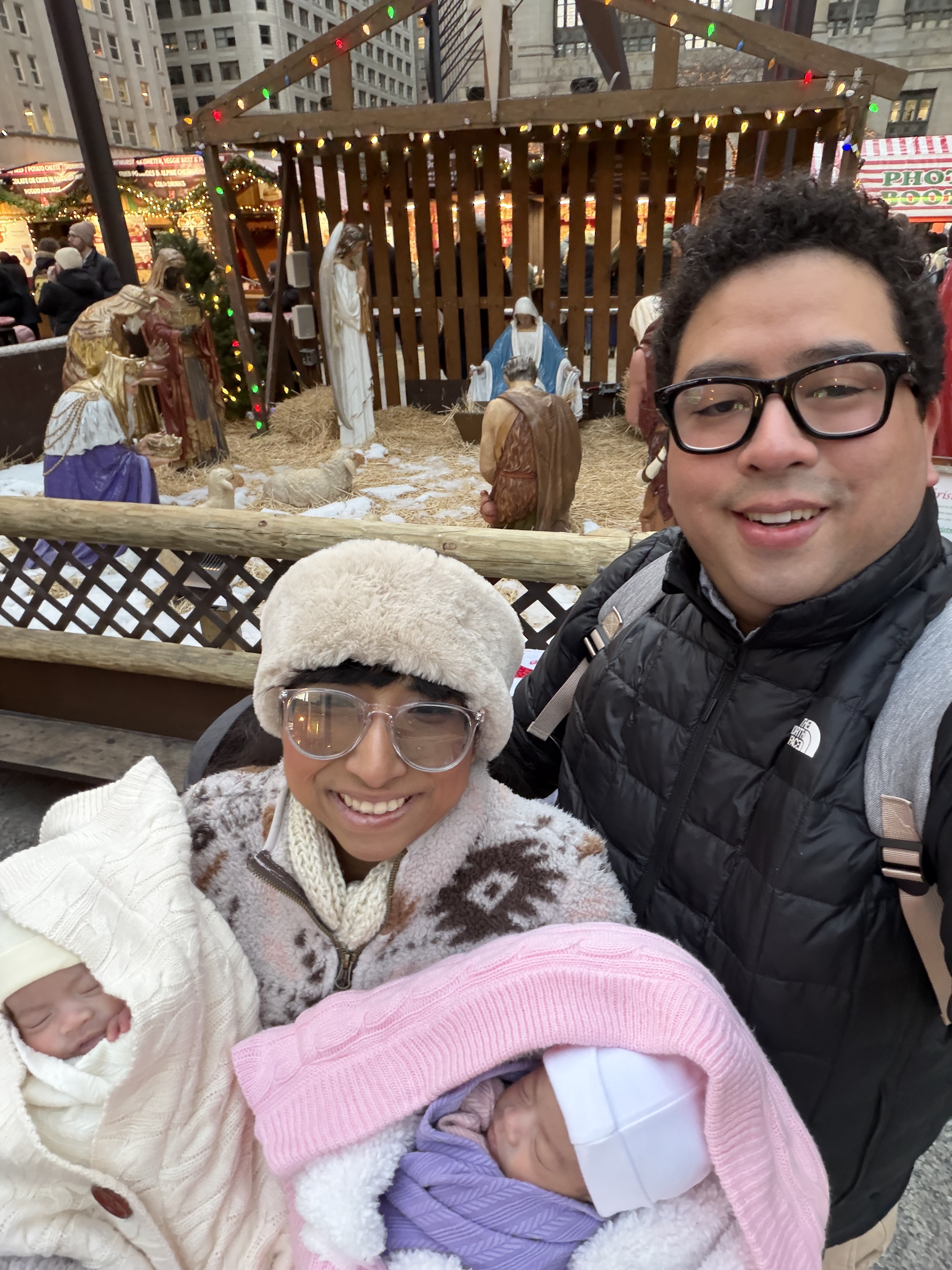 David and his family at a holiday market